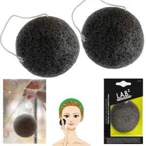 2 Charcoal Konjac Sponge Cleansing Puff Natural Skin Care Exfoliator Body Scrub
