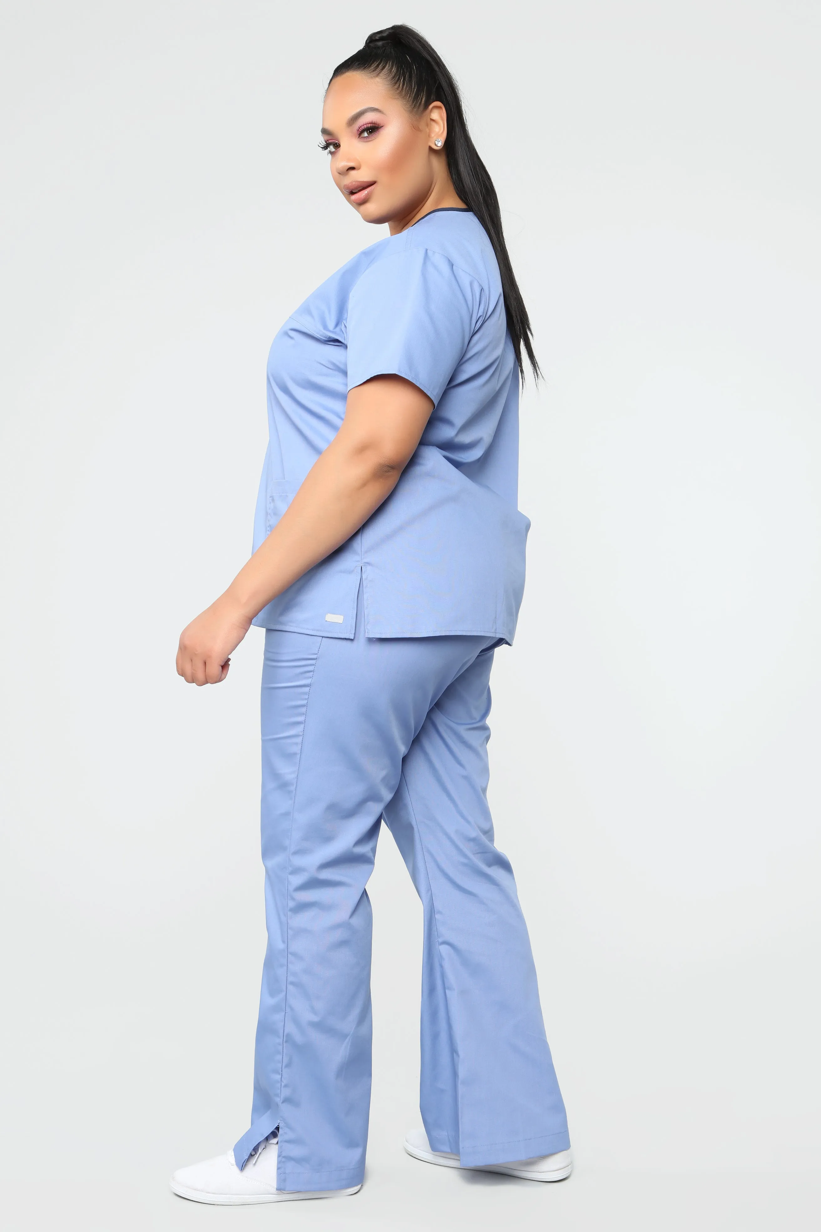 Be Patient Flare Scrub Pant - Ciel Blue