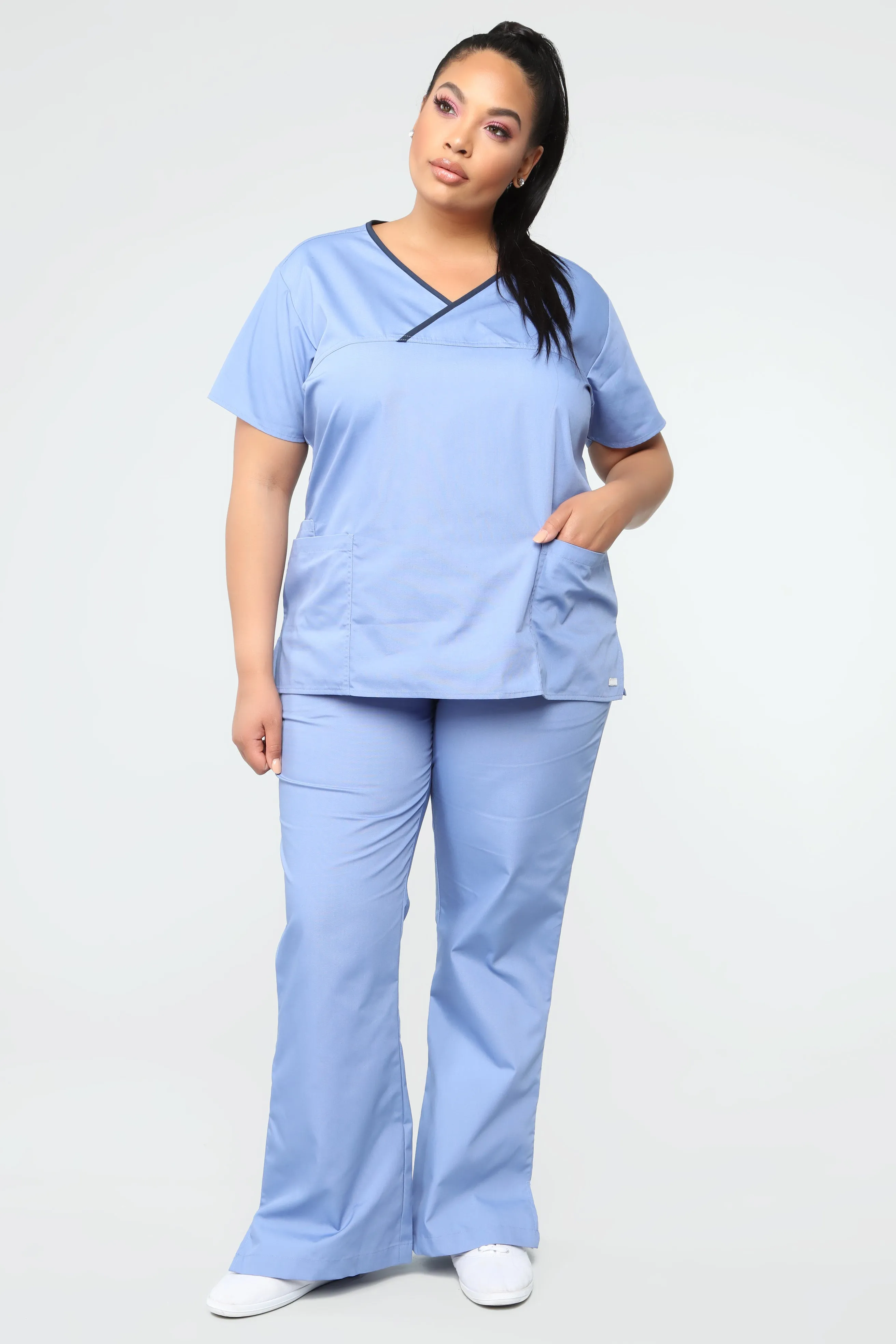Be Patient Flare Scrub Pant - Ciel Blue