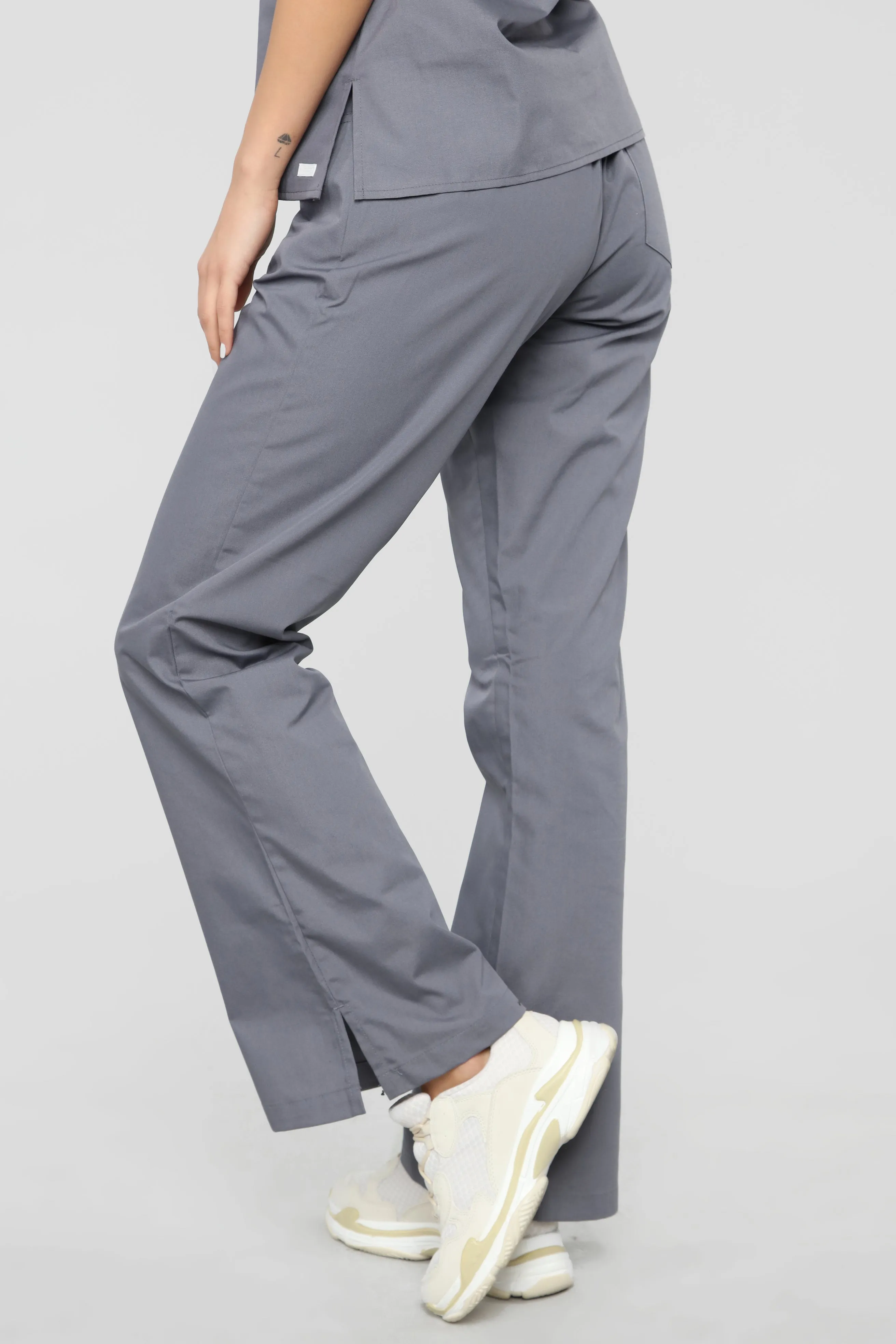Be Patient Flare Scrub Pants - Pewter
