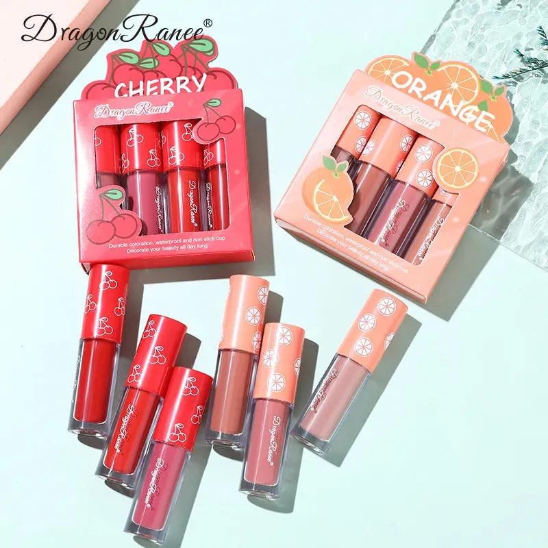 Fruit Scented Mini Velvet Matte Lip Gloss Set, 4-Piece