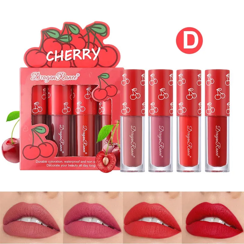 Fruit Scented Mini Velvet Matte Lip Gloss Set, 4-Piece