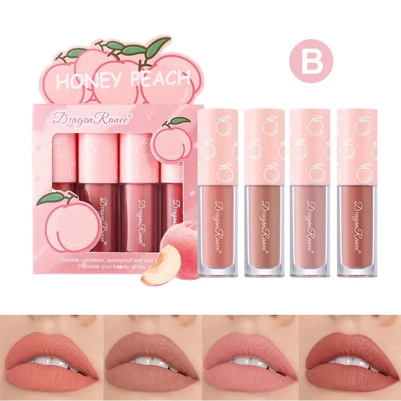 Fruit Scented Mini Velvet Matte Lip Gloss Set, 4-Piece