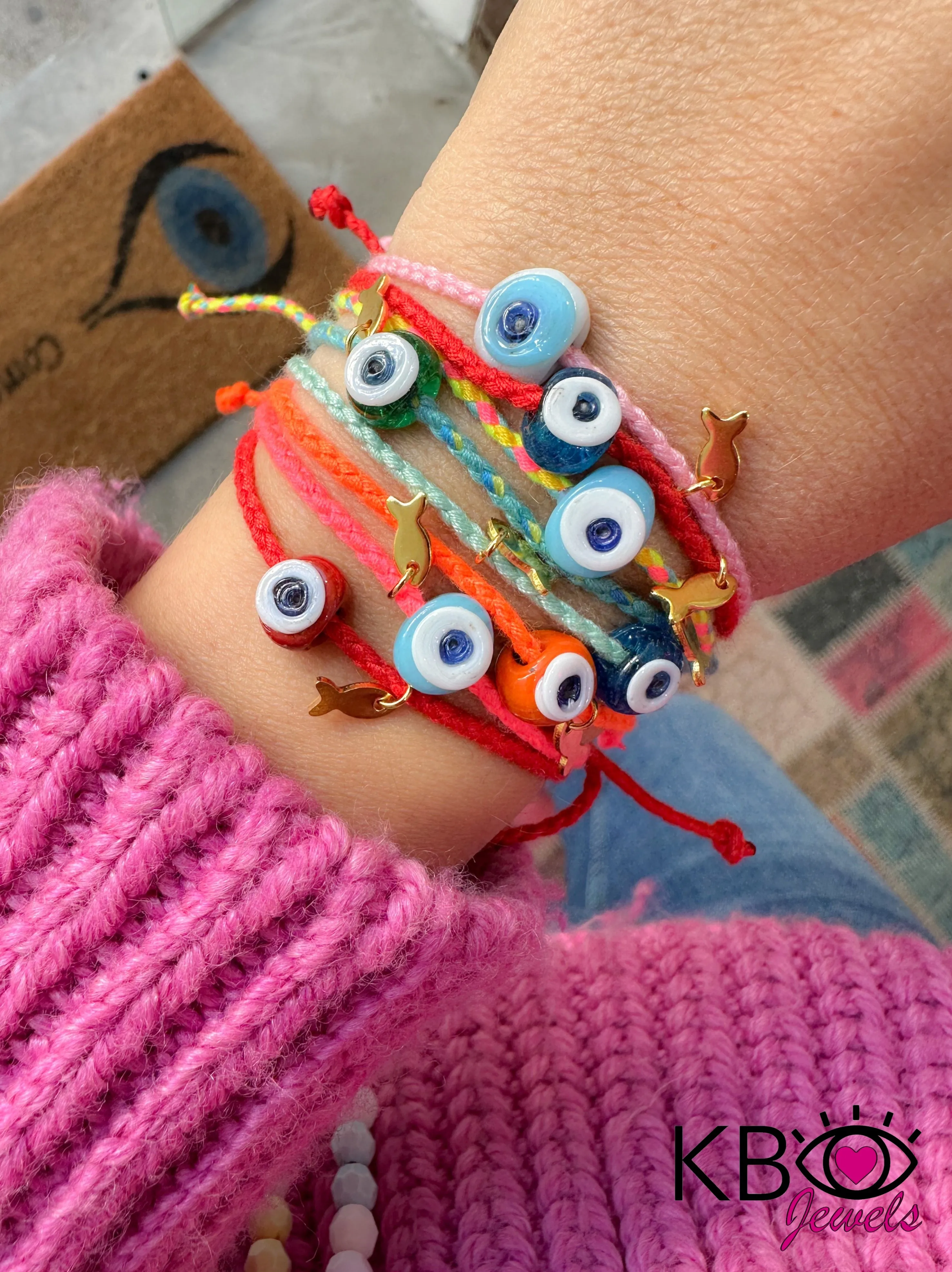 Mini greek eye bracelet green